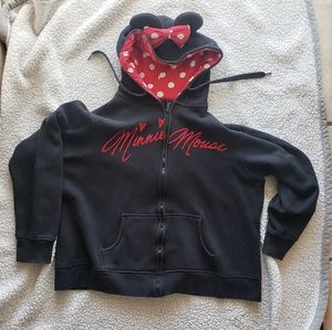 Disney minnie mouse fleece jacket  w/ hood and bow